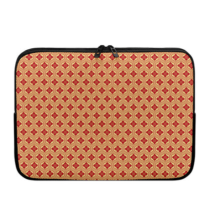 Red Japanese Flower Pattern Print Laptop Sleeve