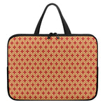 Red Japanese Flower Pattern Print Laptop Sleeve With Handle