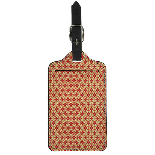 Red Japanese Flower Pattern Print Luggage Tag