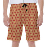 Red Japanese Flower Pattern Print Men's Beach Shorts