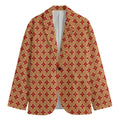 Red Japanese Flower Pattern Print Men's Blazer