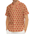 Red Japanese Flower Pattern Print Men's Deep V-Neck Shirt