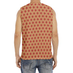 Red Japanese Flower Pattern Print Men's Fitness Tank Top