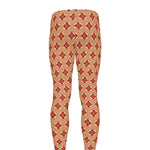 Red Japanese Flower Pattern Print Men's leggings
