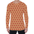Red Japanese Flower Pattern Print Men's Long Sleeve T-Shirt