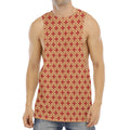 Red Japanese Flower Pattern Print Men's Muscle Tank Top