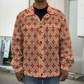 Red Japanese Flower Pattern Print Men's Shirt Jacket