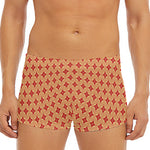 Red Japanese Flower Pattern Print Men's Short Boxer Briefs