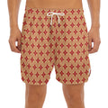 Red Japanese Flower Pattern Print Men's Split Running Shorts