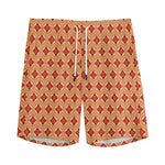 Red Japanese Flower Pattern Print Men's Sports Shorts