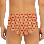 Red Japanese Flower Pattern Print Men's Triangle Swim Briefs