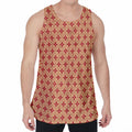 Red Japanese Flower Pattern Print Men's Velvet Tank Top
