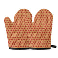 Red Japanese Flower Pattern Print Oven Mitts