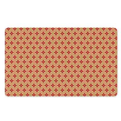 Red Japanese Flower Pattern Print Polyester Doormat