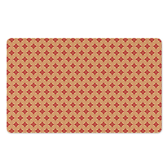 Red Japanese Flower Pattern Print Polyester Doormat