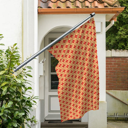 Red Japanese Flower Pattern Print Polyester Flag