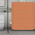Red Japanese Flower Pattern Print Polyester Shower Curtain