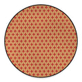 Red Japanese Flower Pattern Print Round Floor Mat