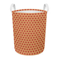Red Japanese Flower Pattern Print Round Laundry Basket