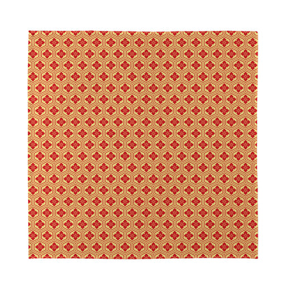 Red Japanese Flower Pattern Print Silk Bandana