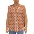 Red Japanese Flower Pattern Print Sleeveless Baseball Jersey