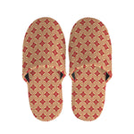 Red Japanese Flower Pattern Print Slippers