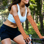 Red Japanese Flower Pattern Print Sun Protection Arm Sleeves