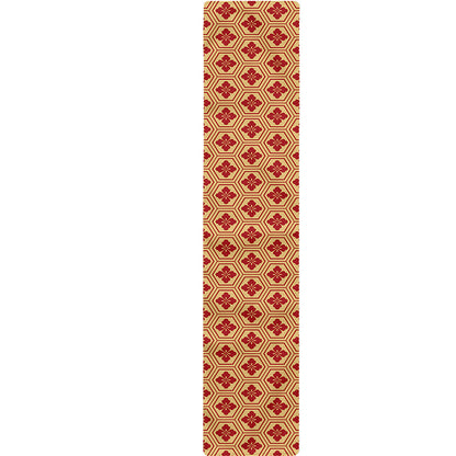 Red Japanese Flower Pattern Print Table Runner
