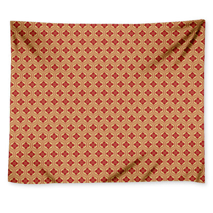 Red Japanese Flower Pattern Print Tapestry