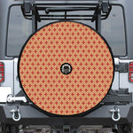 Red Japanese Flower Pattern Print Tire Cover With Camera Hole