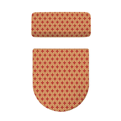 Red Japanese Flower Pattern Print Toilet Lid And Tank Cover Set