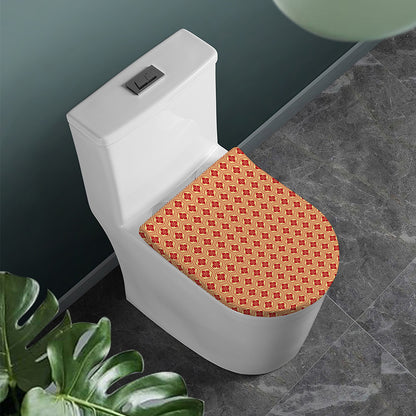 Red Japanese Flower Pattern Print Toilet Lid Cover