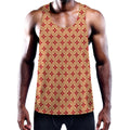 Red Japanese Flower Pattern Print Men's Workout Tank Top