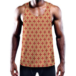 Red Japanese Flower Pattern Print Training Tank Top