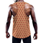 Red Japanese Flower Pattern Print Training Tank Top