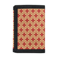 Red Japanese Flower Pattern Print Trifold Wallet