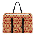 Red Japanese Flower Pattern Print Utility Tote Bag