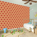 Red Japanese Flower Pattern Print Wall Sticker