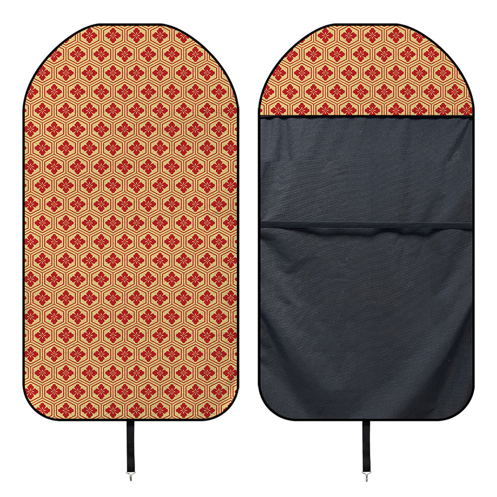 Red Japanese Flower Pattern Print Waterproof Car Seat Cover