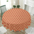 Red Japanese Flower Pattern Print Waterproof Round Tablecloth