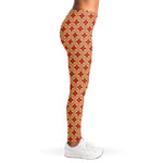 Red Japanese Flower Pattern Print Women's Leggings
