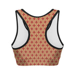 Red Japanese Flower Pattern Print Women's Sports Bra