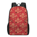 Red Japanese Pattern Print 17 Inch Backpack