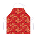 Red Japanese Pattern Print Adjustable Apron
