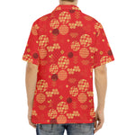 Red Japanese Pattern Print Aloha Shirt