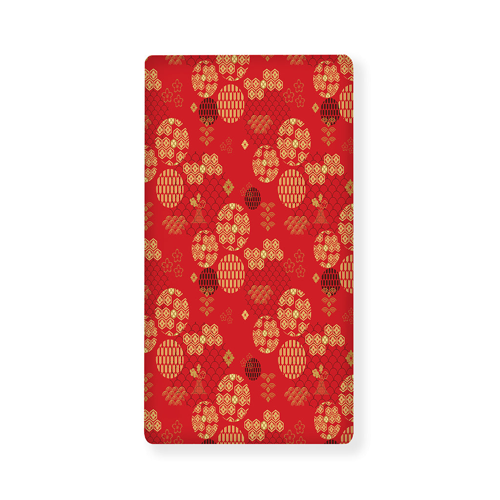 Red Japanese Pattern Print Baby Crib Sheet