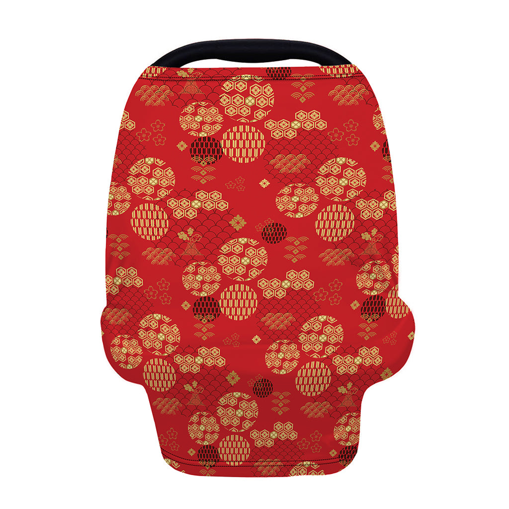 Red Japanese Pattern Print Baby Seat Cover