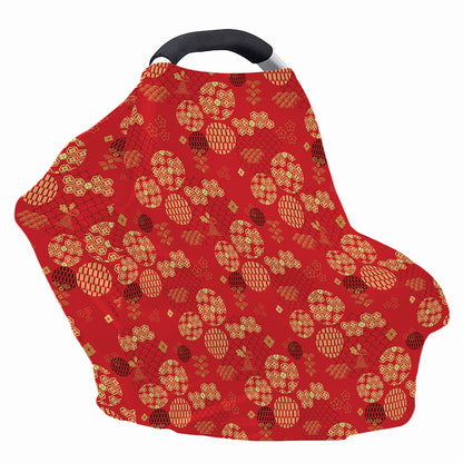 Red Japanese Pattern Print Baby Seat Cover