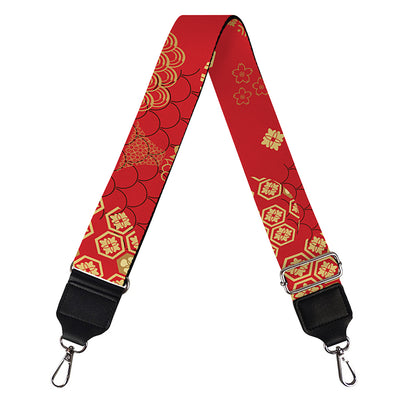 Red Japanese Pattern Print Bag Strap