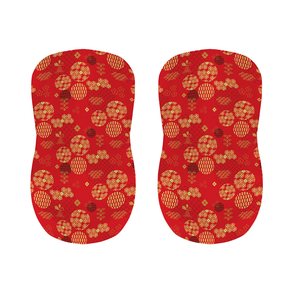 Red Japanese Pattern Print Bar Stool Covers